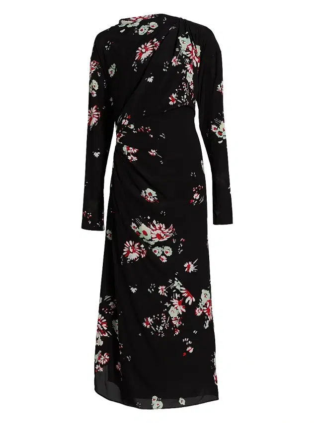 Proenza Schouler Women's Trudie Floral Draped Midi-Dress - Black Multi