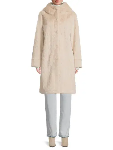 Kobi Halperin Women's Myla Cable Faux-Fur Hooded Coat | Thumbnail 3