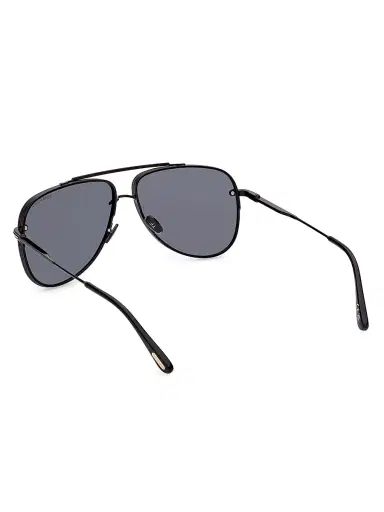 Tom Ford Women's Leon 62MM Aviator Sunglasses - Shiny Black Smoke | Thumbnail 4 Tom Ford Women's Leon 62MM Aviator Sunglasses - Shiny Black Smoke | Thumbnail 4