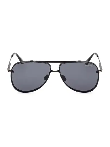 Tom Ford Women's Leon 62MM Aviator Sunglasses - Shiny Black Smoke | Thumbnail 1 Tom Ford Women's Leon 62MM Aviator Sunglasses - Shiny Black Smoke | Thumbnail 1