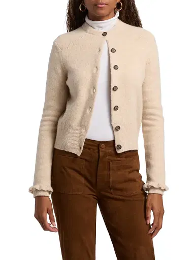 Ba&sh Women's Karante Wool Cardigan - Beige Chine - Size Large | Thumbnail 3