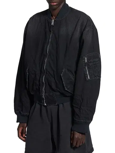 Balenciaga Men's Standard Denim Bomber Jacket - Black - Size XL | Thumbnail 4 Balenciaga Men's Standard Denim Bomber Jacket - Black - Size XL | Thumbnail 4