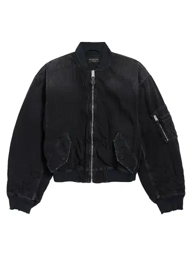 Balenciaga Men's Standard Denim Bomber Jacket - Black - Size XL | Thumbnail 1 Balenciaga Men's Standard Denim Bomber Jacket - Black - Size XL | Thumbnail 1