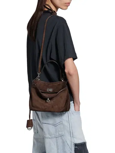 Balenciaga Women's Rodeo Small Suede Top Handle Bag - Espresso | Thumbnail 3