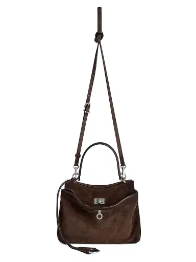 Balenciaga Women's Rodeo Small Suede Top Handle Bag - Espresso | Thumbnail 7