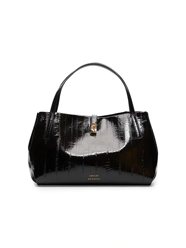Loulou de Saison Women's Kovu Everyday  Eel-Effect Leather Top Handle Bag - Black