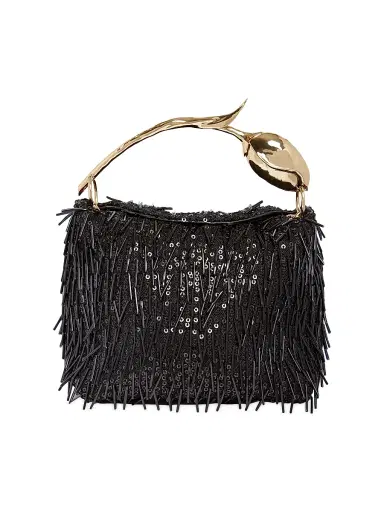 Erdem Women's Mini Bloom Beaded & Sequined Top Handle Bag - Black | Thumbnail 1 Erdem Women's Mini Bloom Beaded & Sequined Top Handle Bag - Black | Thumbnail 1