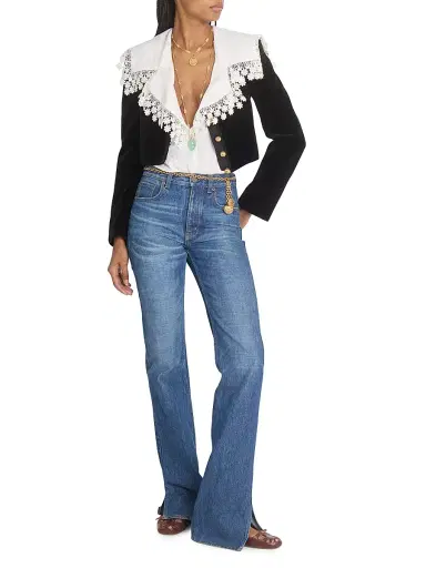 Chloé Women's Velvet Crop Jacket - Black | Thumbnail 2