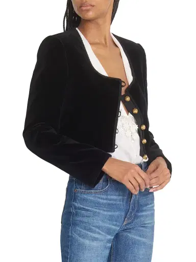 Chloé Women's Velvet Crop Jacket - Black | Thumbnail 4
