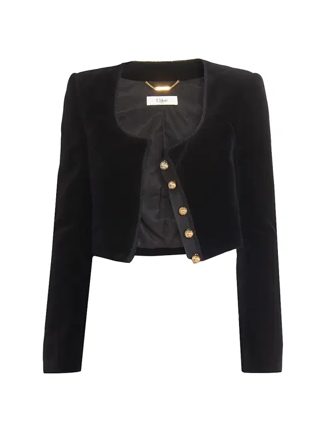 Chloé Women's Velvet Crop Jacket - Black