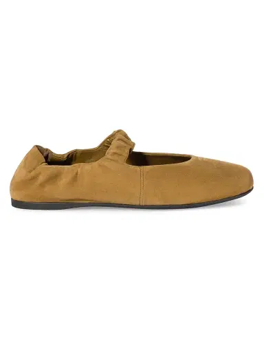 Miu Miu Women's Ruches Suede Ballerinas - Green - Size 10 | Thumbnail 1
