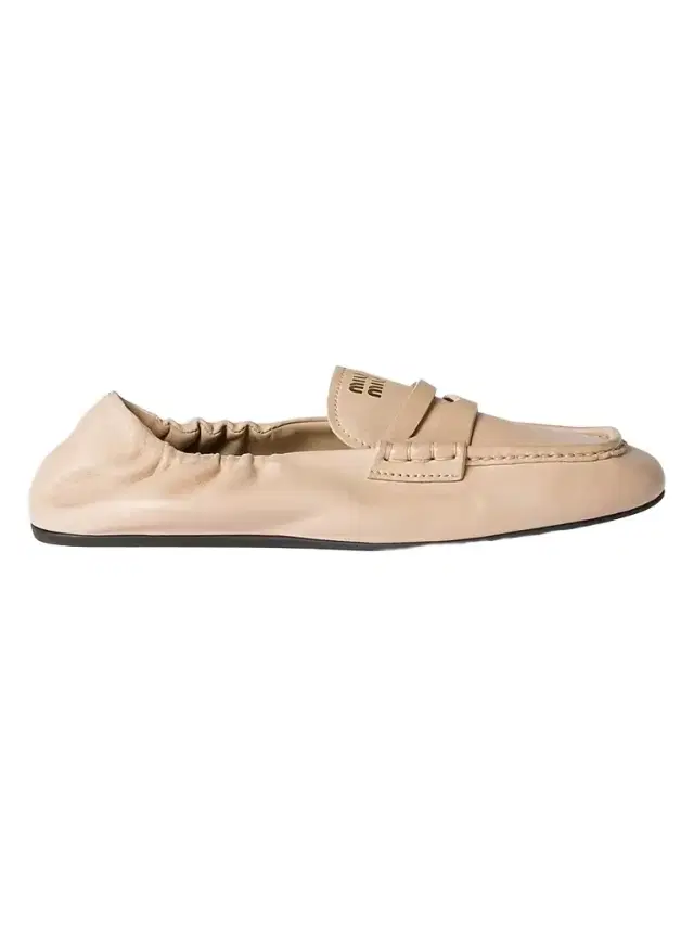 Miu Miu Women's Ruches Nappa Leather Loafers - Beige Khaki