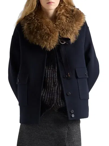 Prada Women's Double Cashwool Jacket - Blue | Thumbnail 2 Prada Women's Double Cashwool Jacket - Blue | Thumbnail 2