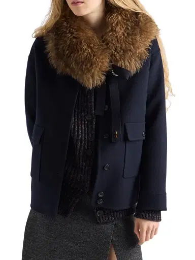 Prada Women's Double Cashwool Jacket - Blue | Thumbnail 6 Prada Women's Double Cashwool Jacket - Blue | Thumbnail 6