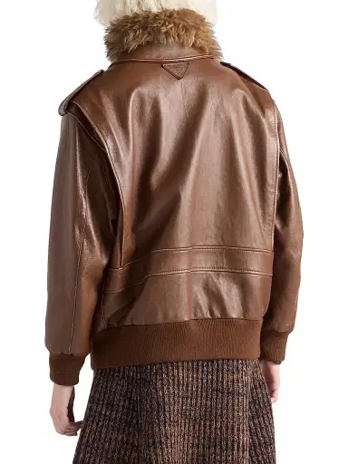 Prada Women's Nappa Leather Bomber Jacket - Brown - Size 8 | Thumbnail 3 Prada Women's Nappa Leather Bomber Jacket - Brown - Size 8 | Thumbnail 3