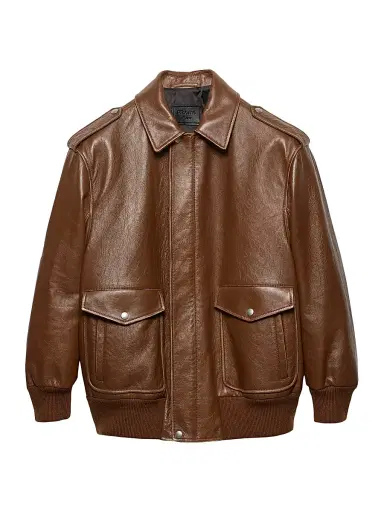 Prada Women's Nappa Leather Bomber Jacket - Brown - Size 8 | Thumbnail 1 Prada Women's Nappa Leather Bomber Jacket - Brown - Size 8 | Thumbnail 1