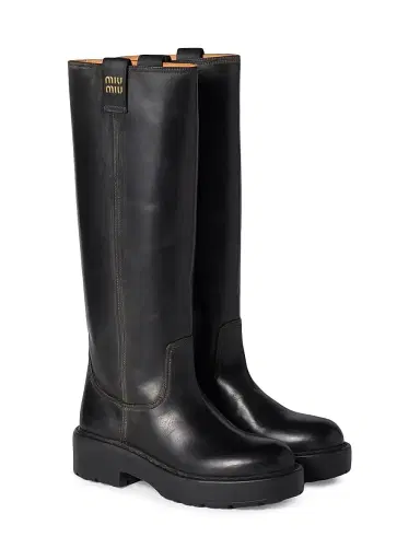 Miu Miu Women's Leather Boots - Black | Thumbnail 2