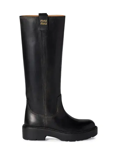 Miu Miu Women's Leather Boots - Black | Thumbnail 1