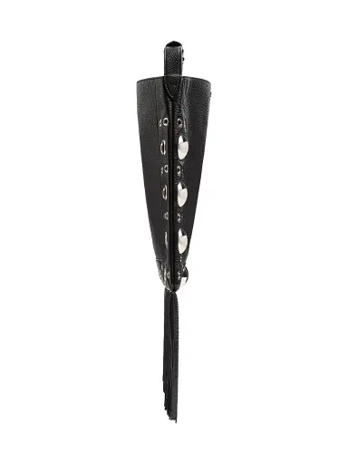 Valentino Garavani Men's Nellcôte Shoulder Bag in Grainy Calfskin with Fringes - Black | Thumbnail 4