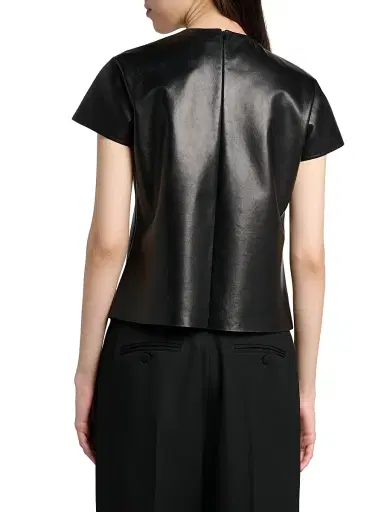 Tom Ford Women's Leather Short-Sleeve T-Shirt - Black - Size 10 | Thumbnail 5