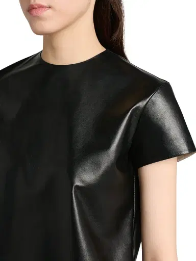 Tom Ford Women's Leather Short-Sleeve T-Shirt - Black - Size 10 | Thumbnail 6