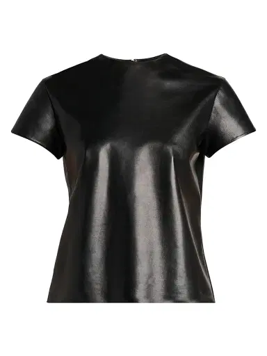 Tom Ford Women's Leather Short-Sleeve T-Shirt - Black - Size 10 | Thumbnail 1