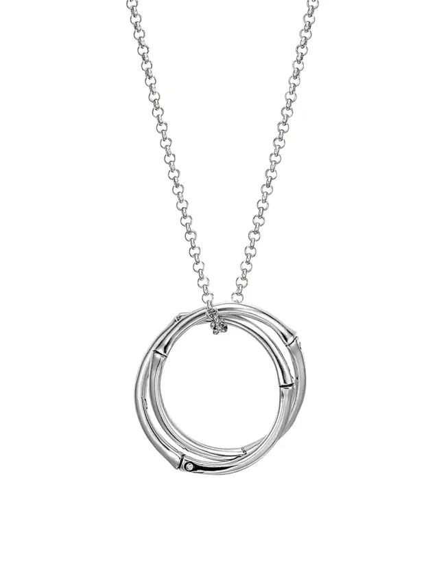 Women's Bamboo Sterling Silver  Pendant Necklace