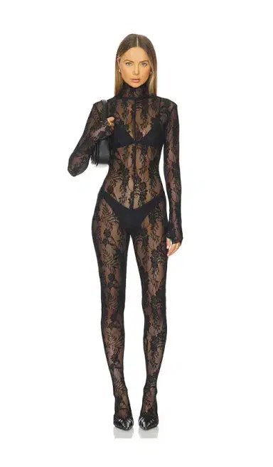 Norma Kamali Long Sleeve Slim Fit Turtleneck Catsuit | Thumbnail 1 Norma Kamali Long Sleeve Slim Fit Turtleneck Catsuit | Thumbnail 1