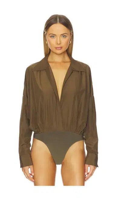 Norma Kamali x REVOLVE Super Oversized Boyfriend Shirt Bodysuit | Thumbnail 2