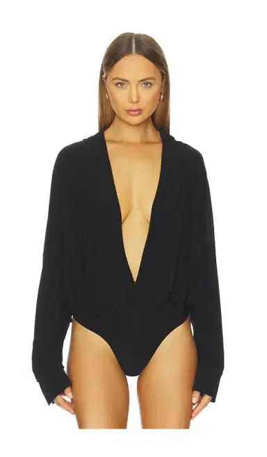 Norma Kamali Hooded Super Oversized Boyfriend Shirt Bodysuit | Thumbnail 2