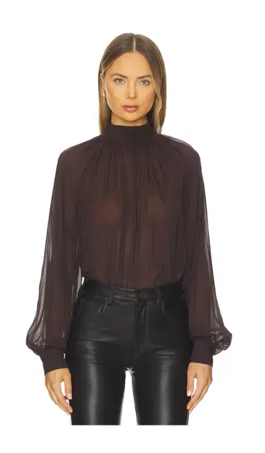 NICHOLAS Solene Long Sleeve Mock Neck Blouse | Thumbnail 1