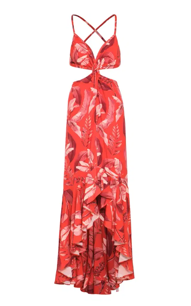 ANDRES OTALORA La Sierpe Cutout Printed Crepe Maxi Dress