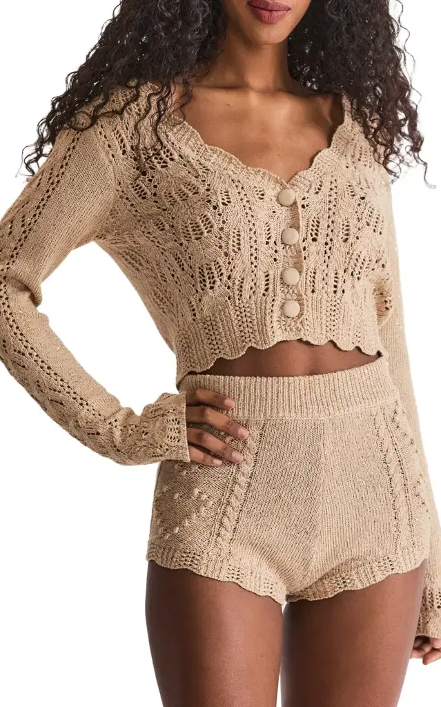 Vesta Knit High-Waist Shorts - Neutral Vesta Knit High-Waist Shorts - Neutral