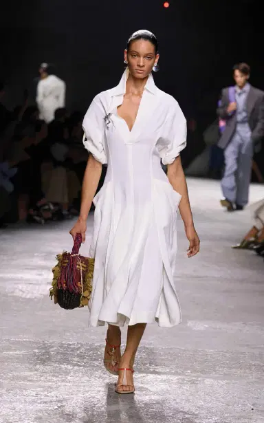 Bottega Veneta Viscose Linen Dress with Frog Details | Thumbnail 4 Bottega Veneta Viscose Linen Dress with Frog Details | Thumbnail 4