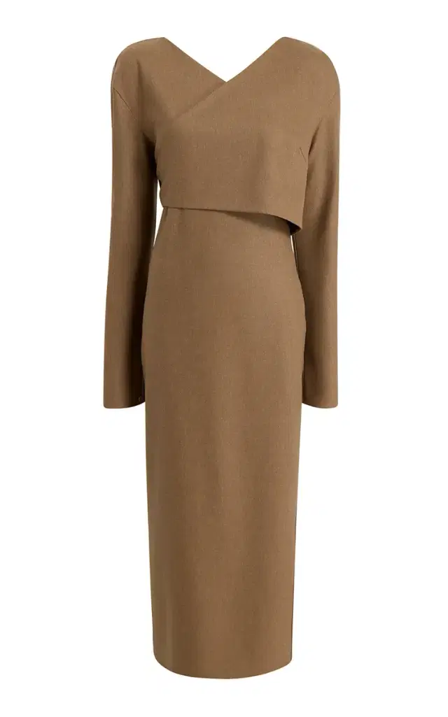 Aubrey Wrap-Front Wool Midi Dress