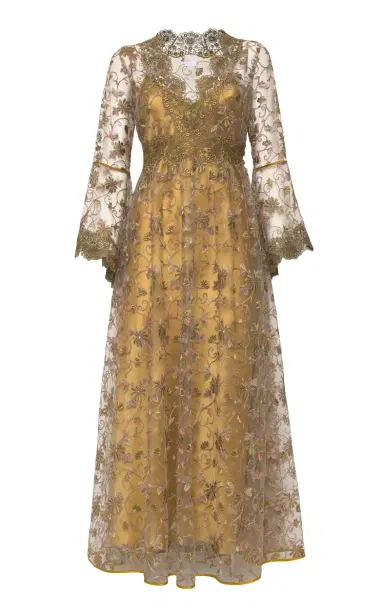 Loretta Caponi Topazio Lace-Trimmed Midi Dress | Thumbnail 5