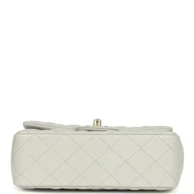 Chanel Chanel Mini Rectangular Flap Bag with Top Handle Light Grey Lambskin Light Gold Hardware | Thumbnail 6 Chanel Chanel Mini Rectangular Flap Bag with Top Handle Light Grey Lambskin Light Gold Hardware | Thumbnail 6