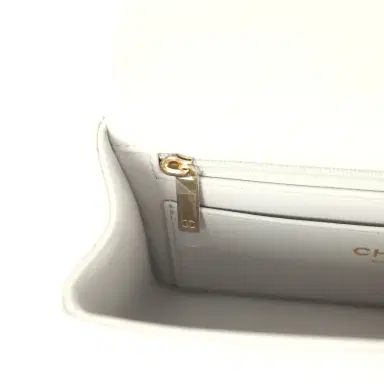 Chanel Chanel Mini Rectangular Flap Bag with Top Handle Light Grey Lambskin Light Gold Hardware | Thumbnail 10 Chanel Chanel Mini Rectangular Flap Bag with Top Handle Light Grey Lambskin Light Gold Hardware | Thumbnail 10
