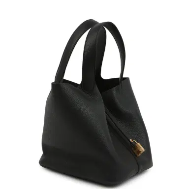 HERMÈS Hermes Picotin Lock 22 Black Clemence Gold Hardware | Thumbnail 2 HERMÈS Hermes Picotin Lock 22 Black Clemence Gold Hardware | Thumbnail 2