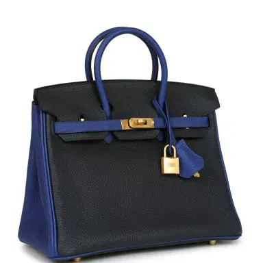 HERMÈS Hermes Special Order (HSS) Birkin 25 Bi-Color Bleu Nuit and Bleu Electric Togo Brushed Gold Hardware | Thumbnail 2