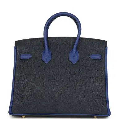 HERMÈS Hermes Special Order (HSS) Birkin 25 Bi-Color Bleu Nuit and Bleu Electric Togo Brushed Gold Hardware | Thumbnail 4