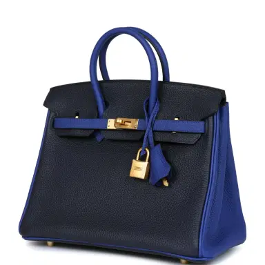 HERMÈS Hermes Special Order (HSS) Birkin 25 Bi-Color Bleu Nuit and Bleu Electric Togo Brushed Gold Hardware | Thumbnail 5