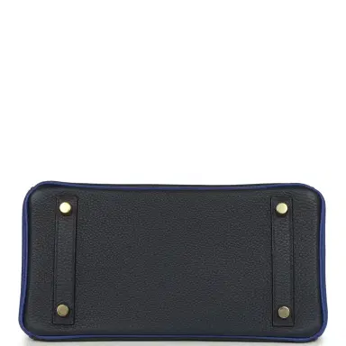 HERMÈS Hermes Special Order (HSS) Birkin 25 Bi-Color Bleu Nuit and Bleu Electric Togo Brushed Gold Hardware | Thumbnail 6