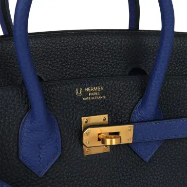 HERMÈS Hermes Special Order (HSS) Birkin 25 Bi-Color Bleu Nuit and Bleu Electric Togo Brushed Gold Hardware | Thumbnail 7
