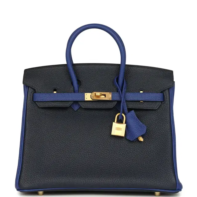 hermes Hermes Special Order (HSS) Birkin 25 Bi-Color Bleu Nuit and Bleu Electric Togo Brushed Gold Hardware