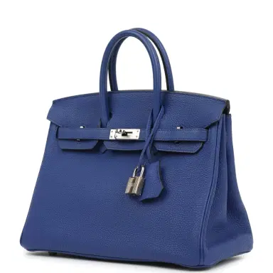 HERMÈS Pre-owned Hermes Birkin 25 Bleu Electric Togo Palladium Hardware | Thumbnail 5 HERMÈS Pre-owned Hermes Birkin 25 Bleu Electric Togo Palladium Hardware | Thumbnail 5