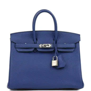 HERMÈS Pre-owned Hermes Birkin 25 Bleu Electric Togo Palladium Hardware | Thumbnail 1 HERMÈS Pre-owned Hermes Birkin 25 Bleu Electric Togo Palladium Hardware | Thumbnail 1