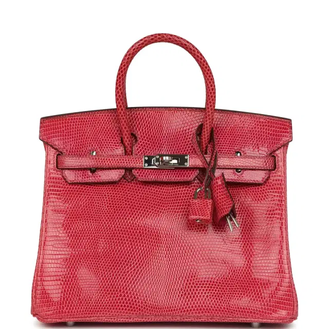 hermes Vintage Hermes Birkin 25 Fuchsia Varanus Niloticus Lizard Palladium Hardware