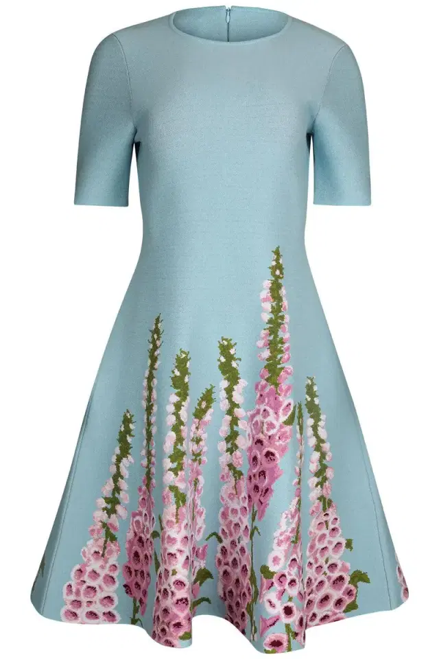 Allium Jacquard Fit & Flare Knit Dress