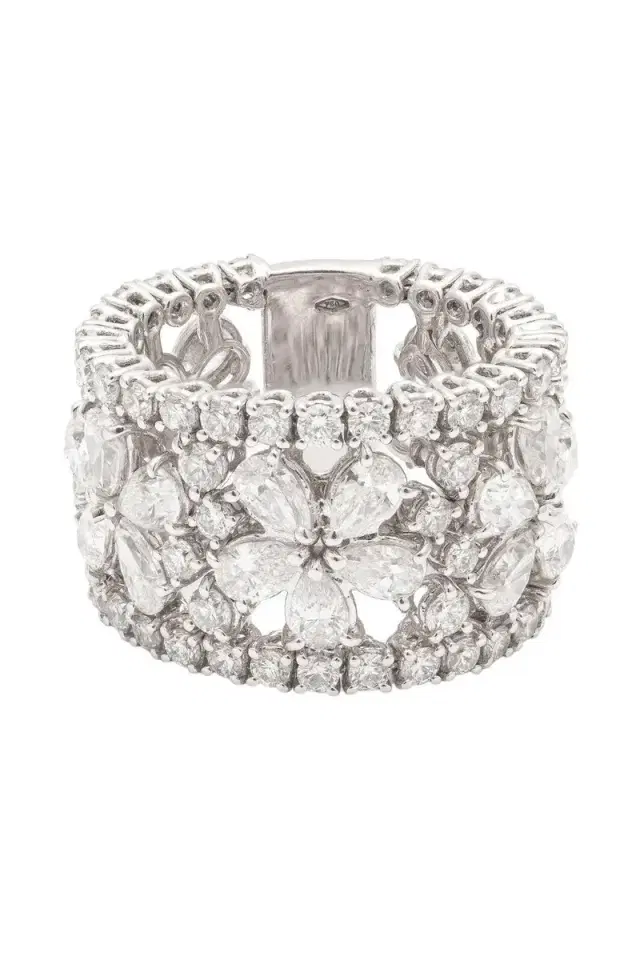 Zydo Diamond Wide Flower Ring